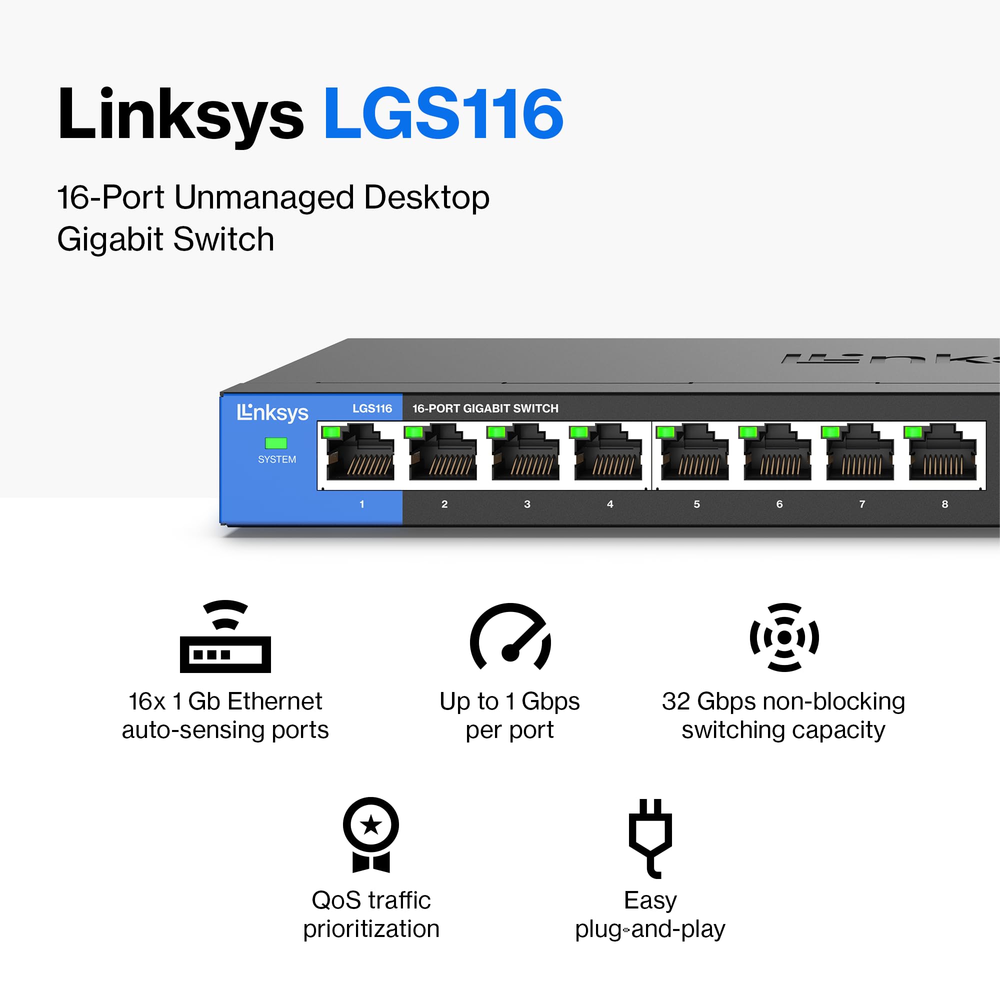 SWITCH LINKSYS LGS116 - 16 PUERTOS